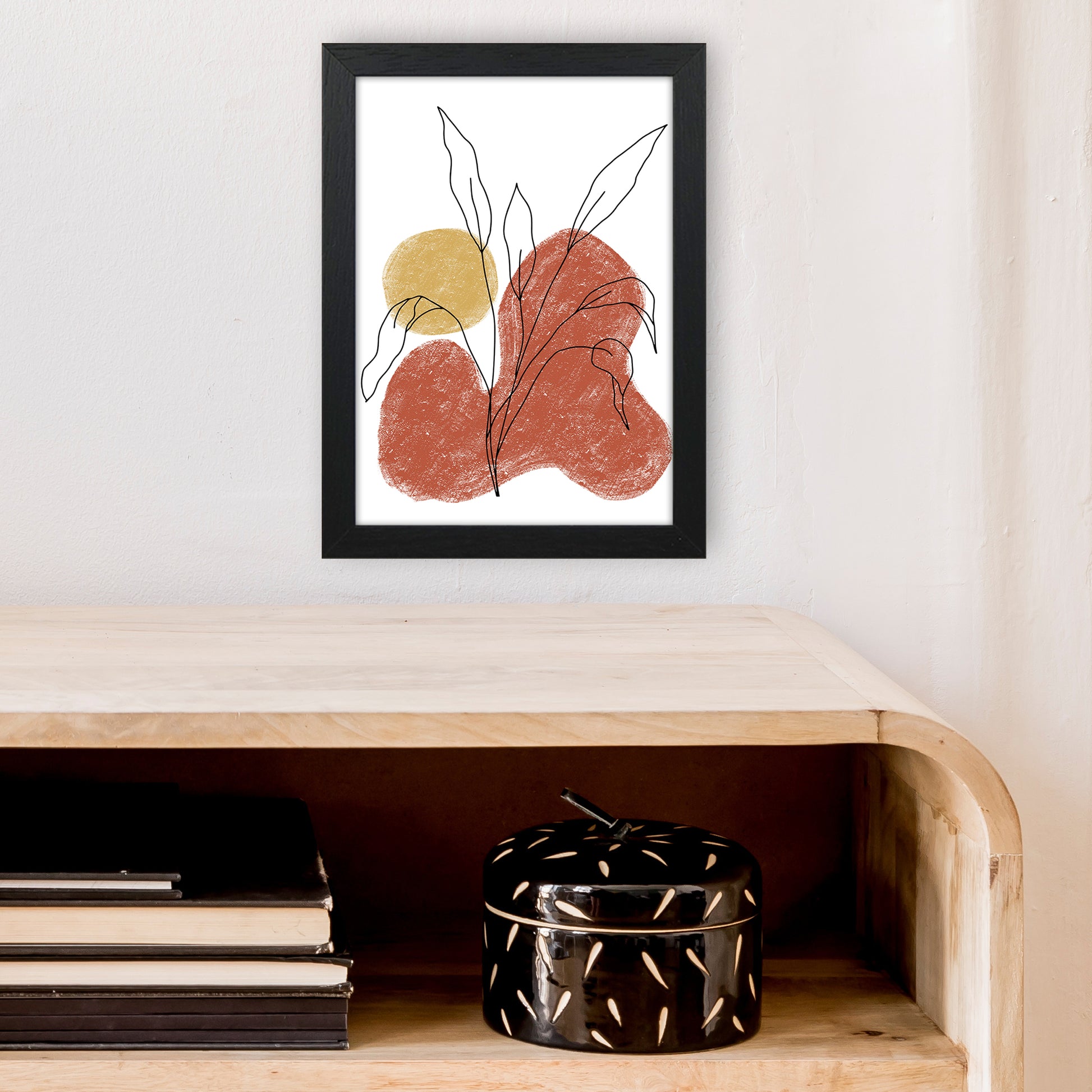Dalia Chalk Red Floral  Art Print by Pixy Paper A4 White Frame