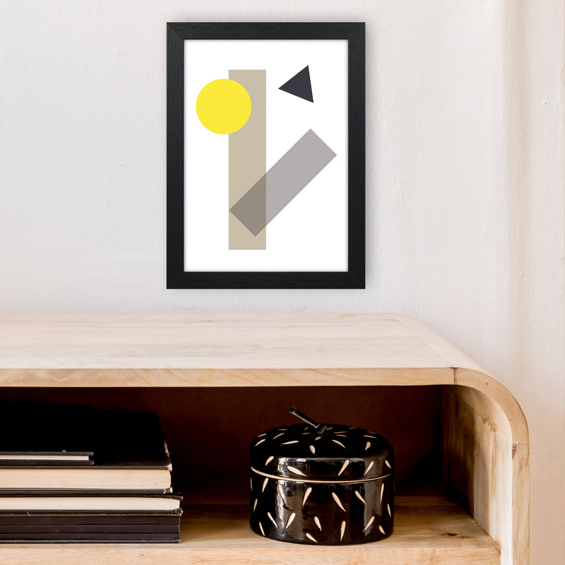 Random Geo Yellow  Art Print by Pixy Paper A4 White Frame