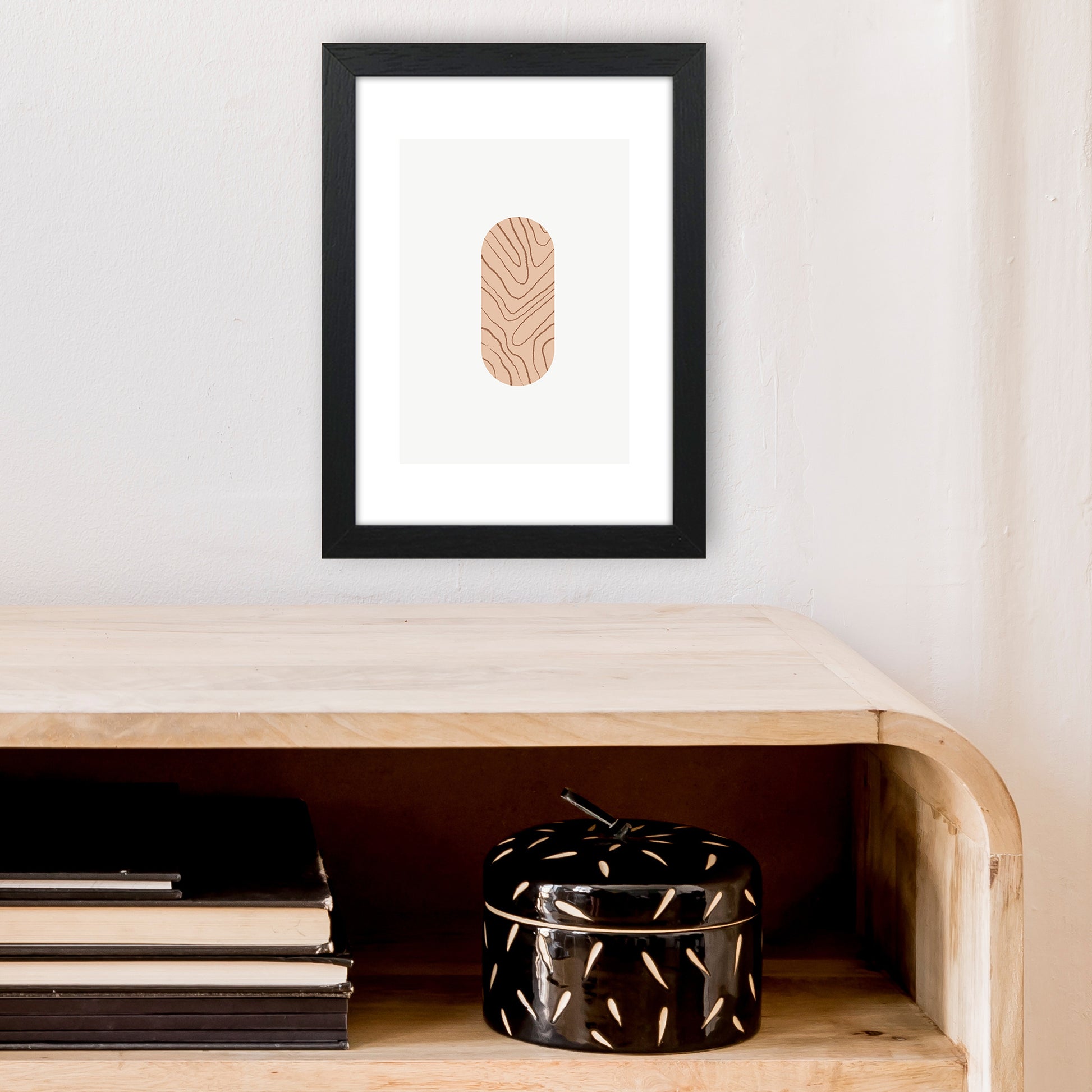Mila Leaf Pink N2  Art Print by Pixy Paper A4 White Frame