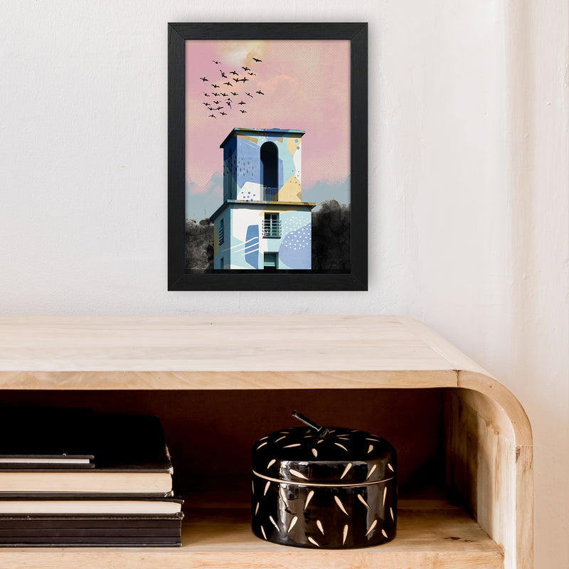 Pop Art Concrete Tower  Art Print by Pixy Paper A4 White Frame