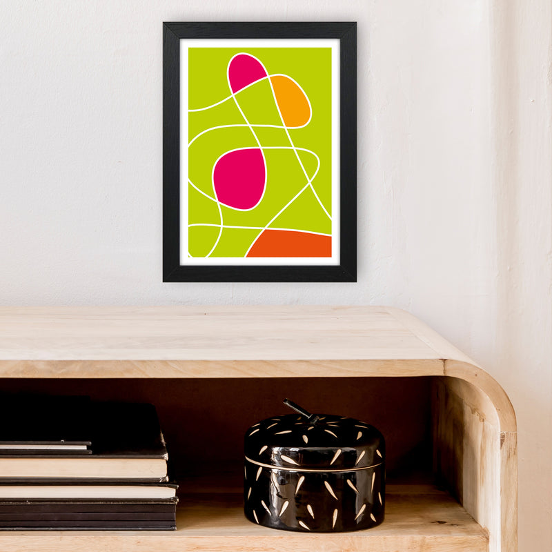 Lime Mess Neon Funk  Art Print by Pixy Paper A4 White Frame