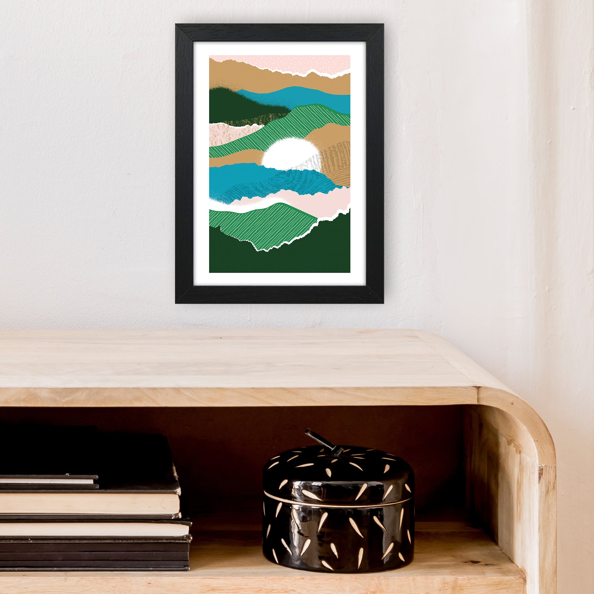 Sun Rising Jungle Abstract  Art Print by Pixy Paper A4 White Frame
