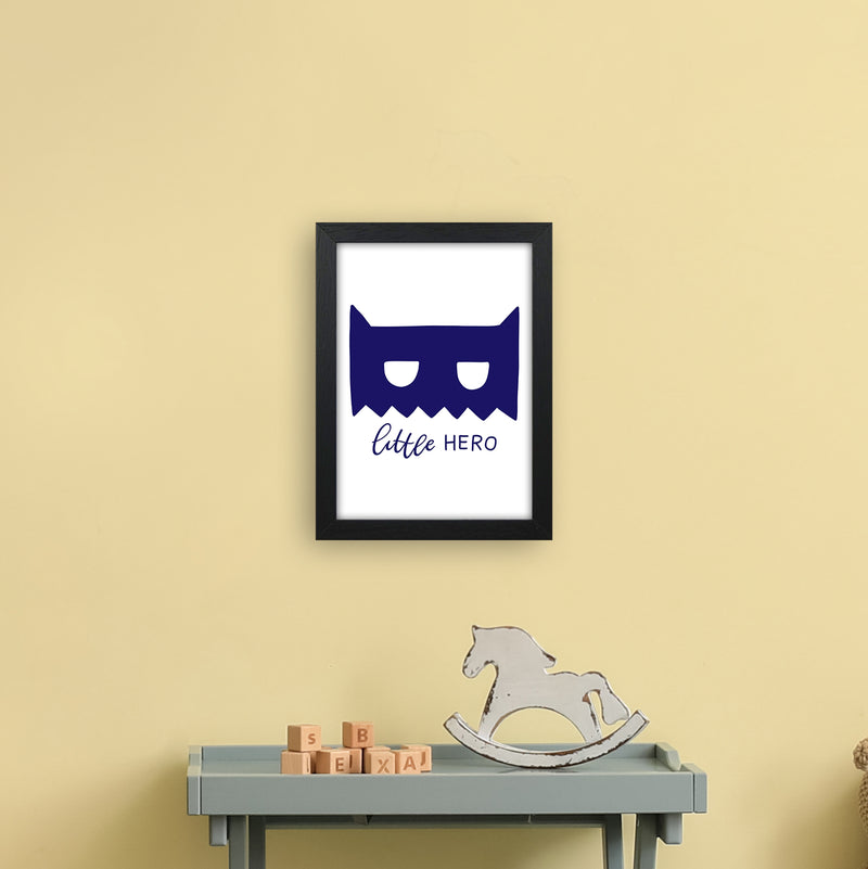 Little Hero Mask Navy Super Scandi  Art Print by Pixy Paper A4 White Frame
