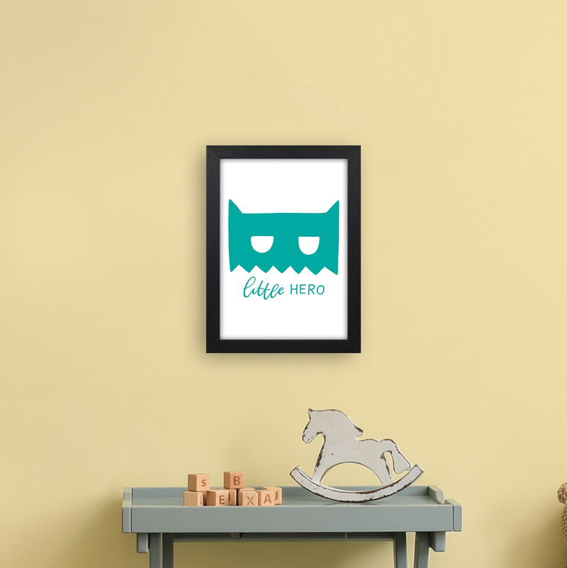 Little Hero Mask Teal Super Scandi  Art Print by Pixy Paper A4 White Frame