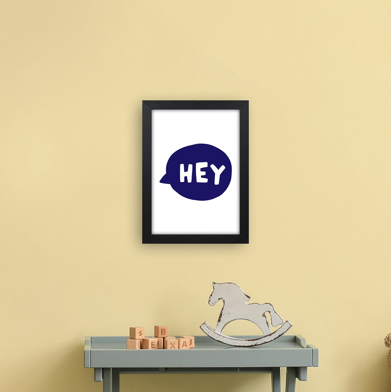 Hey Bubble Navy Super Scandi  Art Print by Pixy Paper A4 White Frame