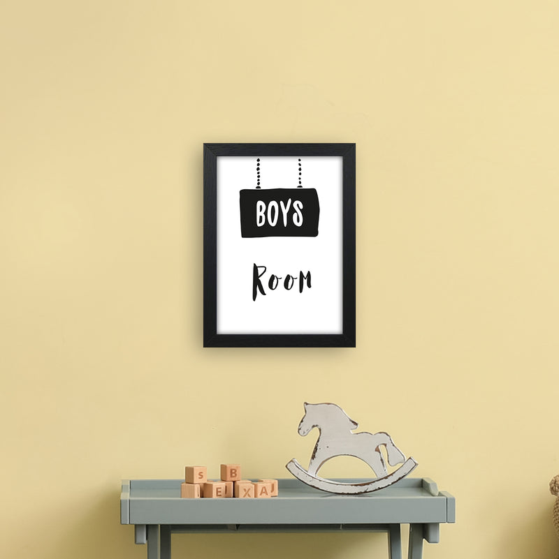 Boys Room Black  Art Print by Pixy Paper A4 White Frame