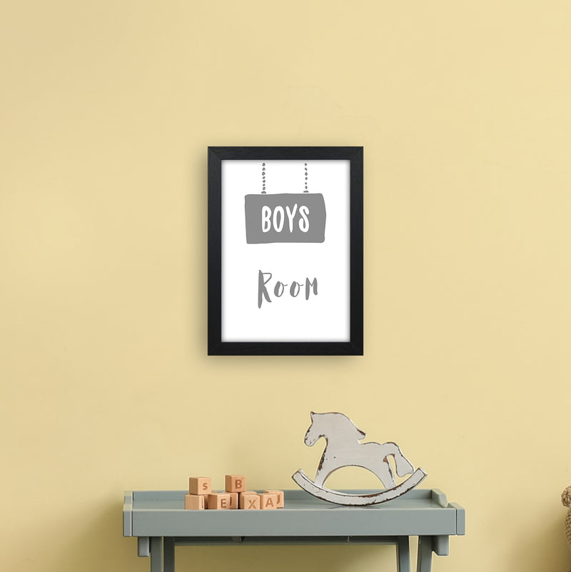 Boys Room Grey  Art Print by Pixy Paper A4 White Frame