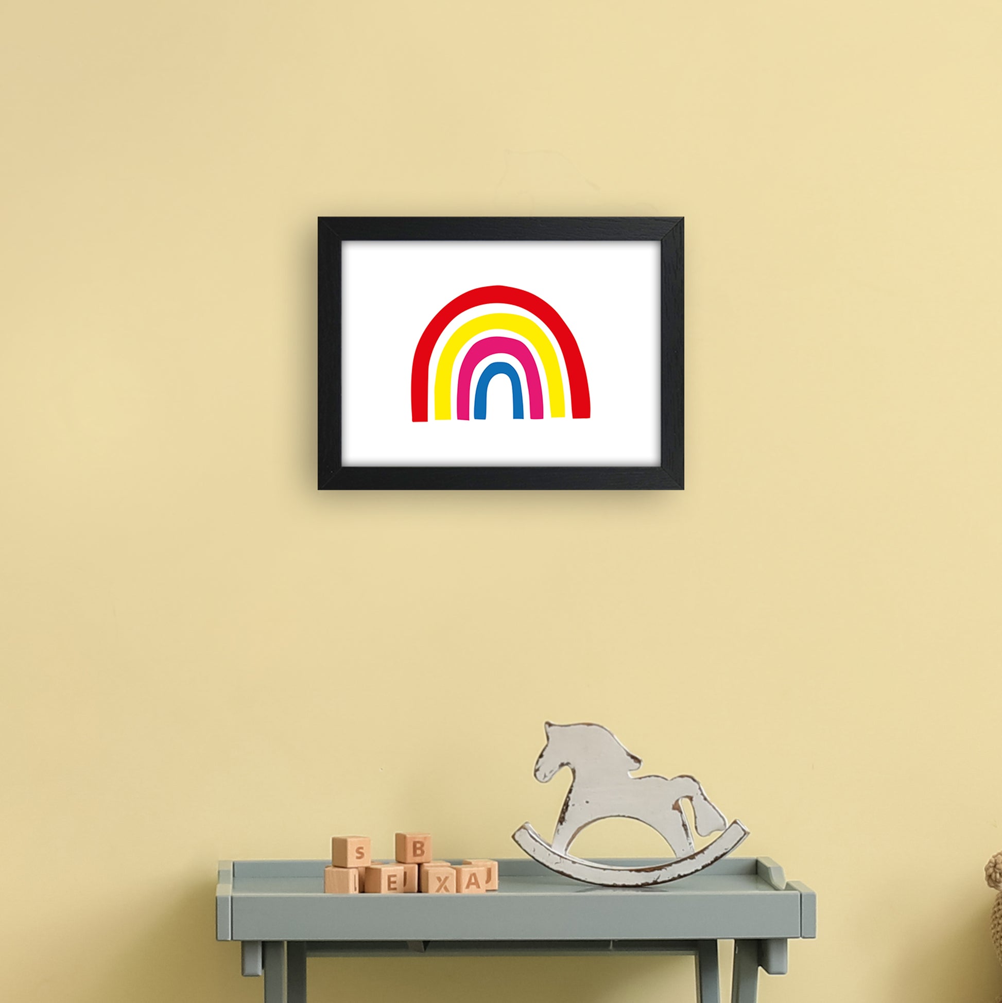 Rainbow Red  Art Print by Pixy Paper A4 White Frame