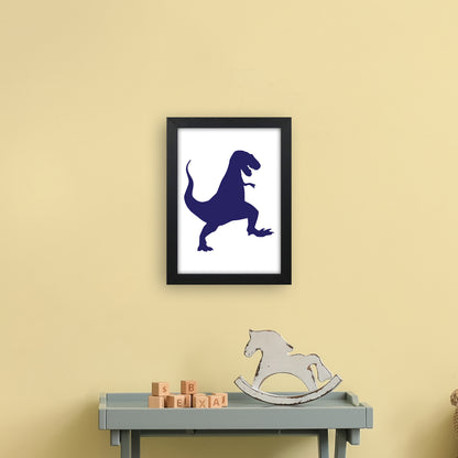 T-Rex Navy  Art Print by Pixy Paper A4 White Frame