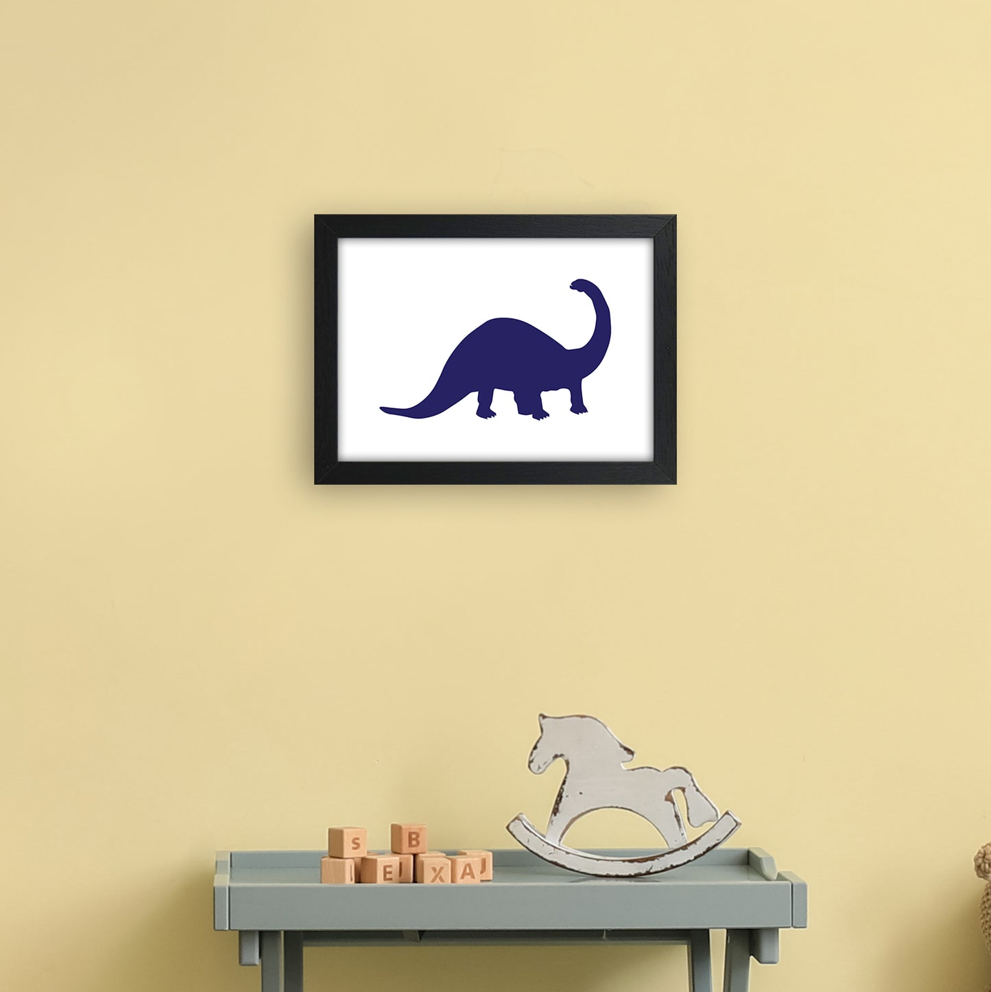 Sauro Navy  Art Print by Pixy Paper A4 White Frame