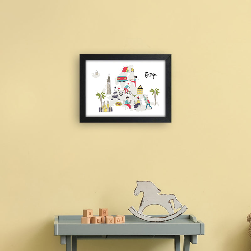 Europe Map  Art Print by Pixy Paper A4 White Frame