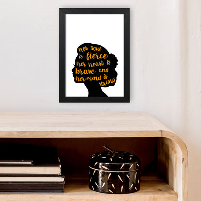 Her Soul Is Fierce Orange  Art Print by Pixy Paper A4 White Frame