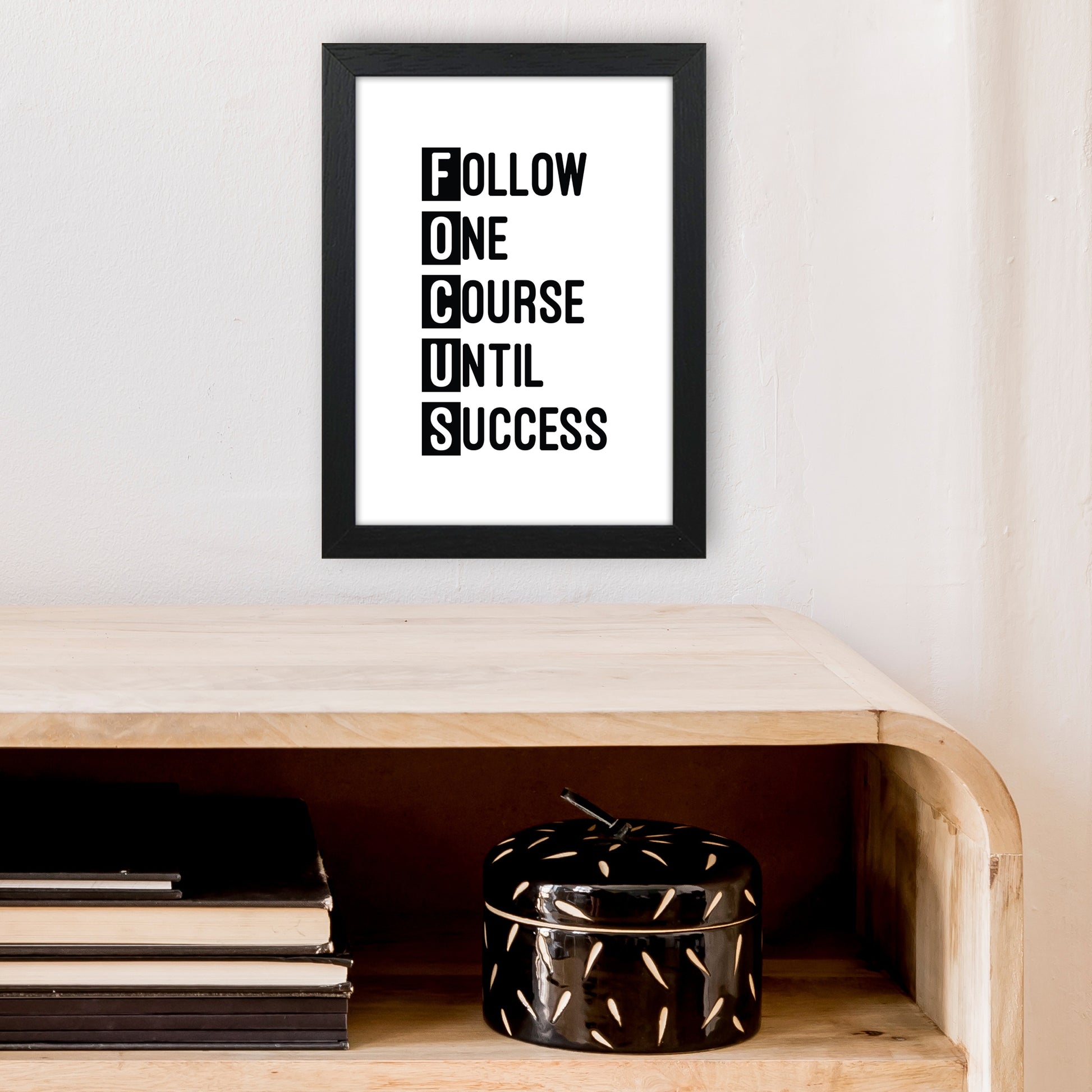 Focus Black  Art Print by Pixy Paper A4 White Frame