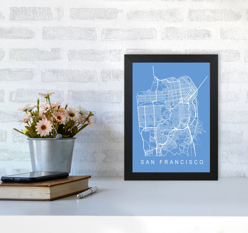 San Francisco Map Blueprint Art Print by Pixy Paper A4 White Frame