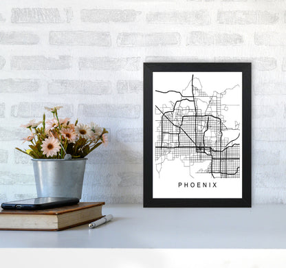 Phoenix Map Art Print by Pixy Paper A4 White Frame