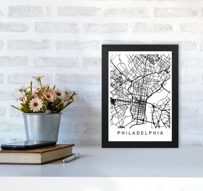 Philadelphia Map Art Print by Pixy Paper A4 White Frame