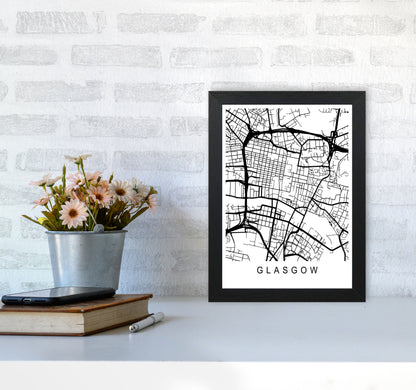 Glasgow Map Art Print by Pixy Paper A4 White Frame