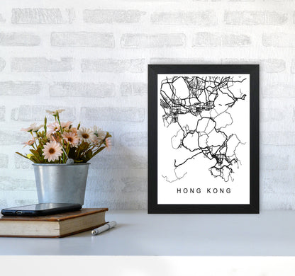 Hong Kong Map Art Print by Pixy Paper A4 White Frame