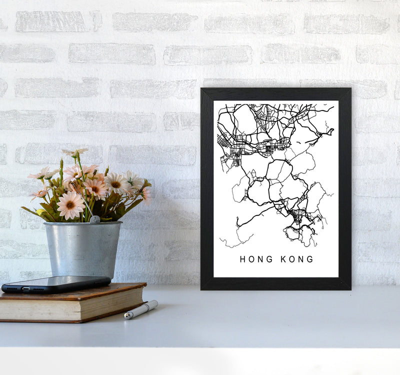 Hong Kong Map Art Print by Pixy Paper A4 White Frame