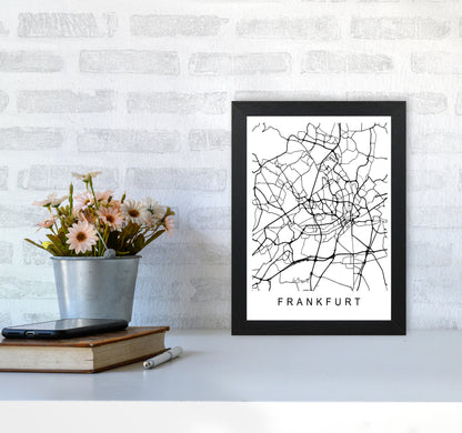 Frankfurt Map Art Print by Pixy Paper A4 White Frame
