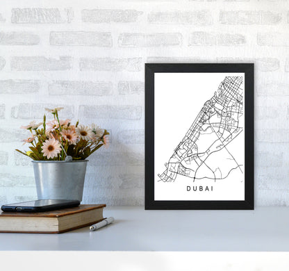 Dubai Map Art Print by Pixy Paper A4 White Frame