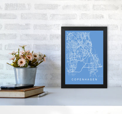 Copenhagen Map Blueprint Art Print by Pixy Paper A4 White Frame