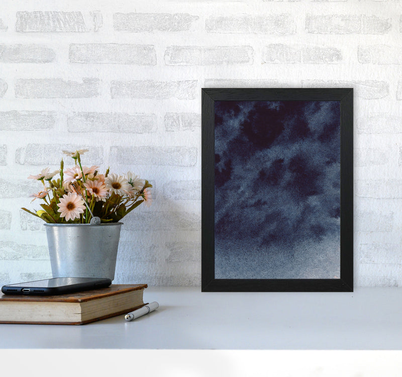 Sand Navy Watercolour Art Print by Pixy Paper A4 White Frame