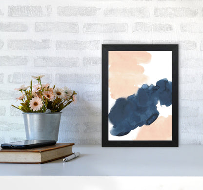 Aztec Blush and Navy Watercolour 02 Art Print by Pixy Paper A4 White Frame
