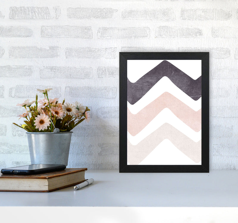 Zig zags pink cotton Art Print by Pixy Paper A4 White Frame