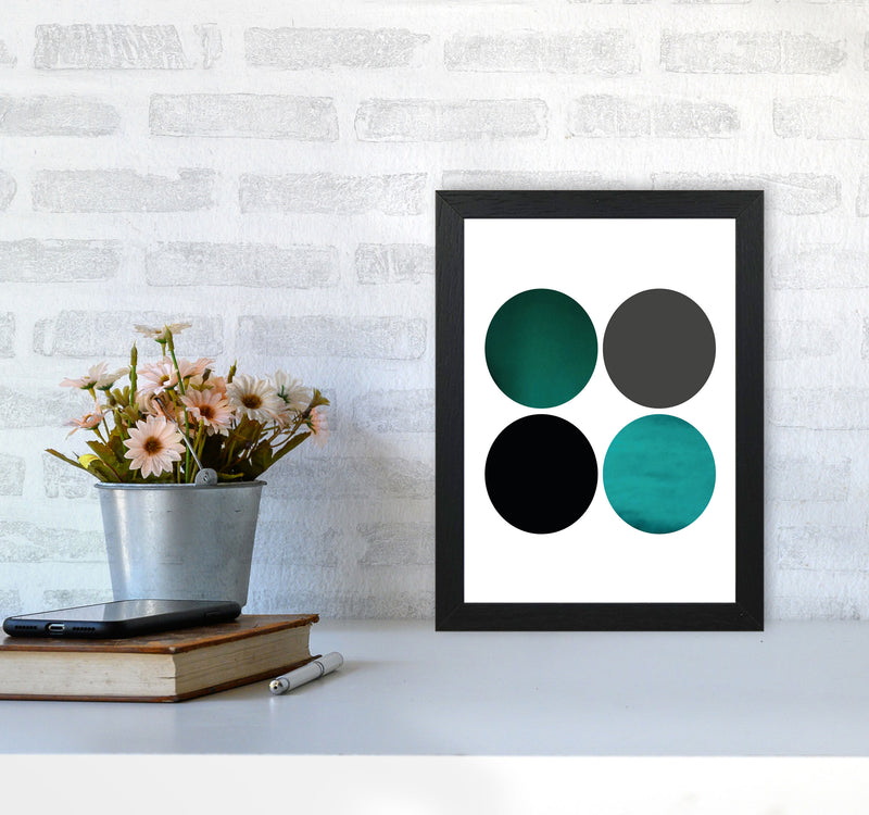 Circles Emerald Art Print by Pixy Paper A4 White Frame