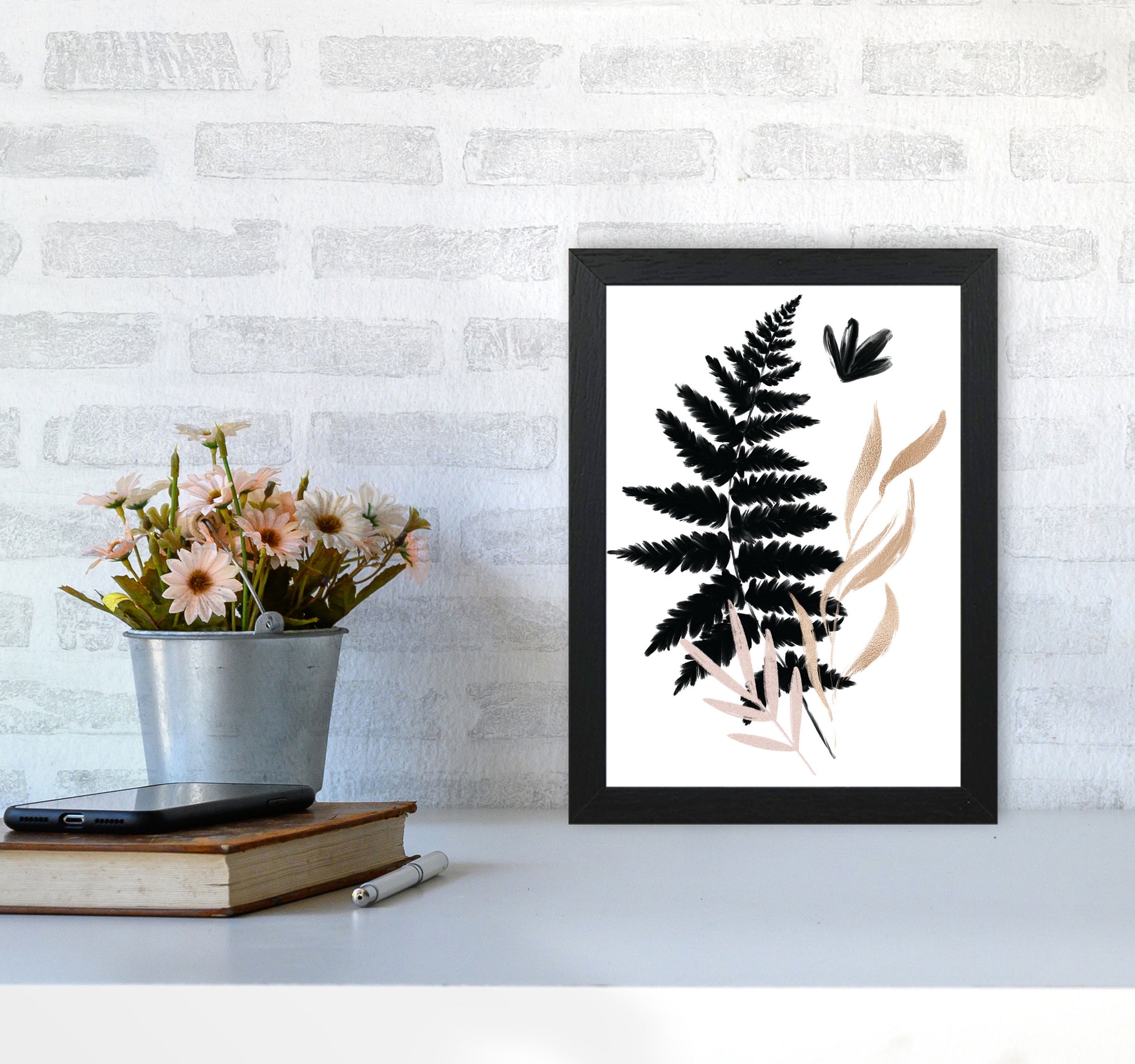 Delicate Floral 07 Art Print by Pixy Paper A4 White Frame