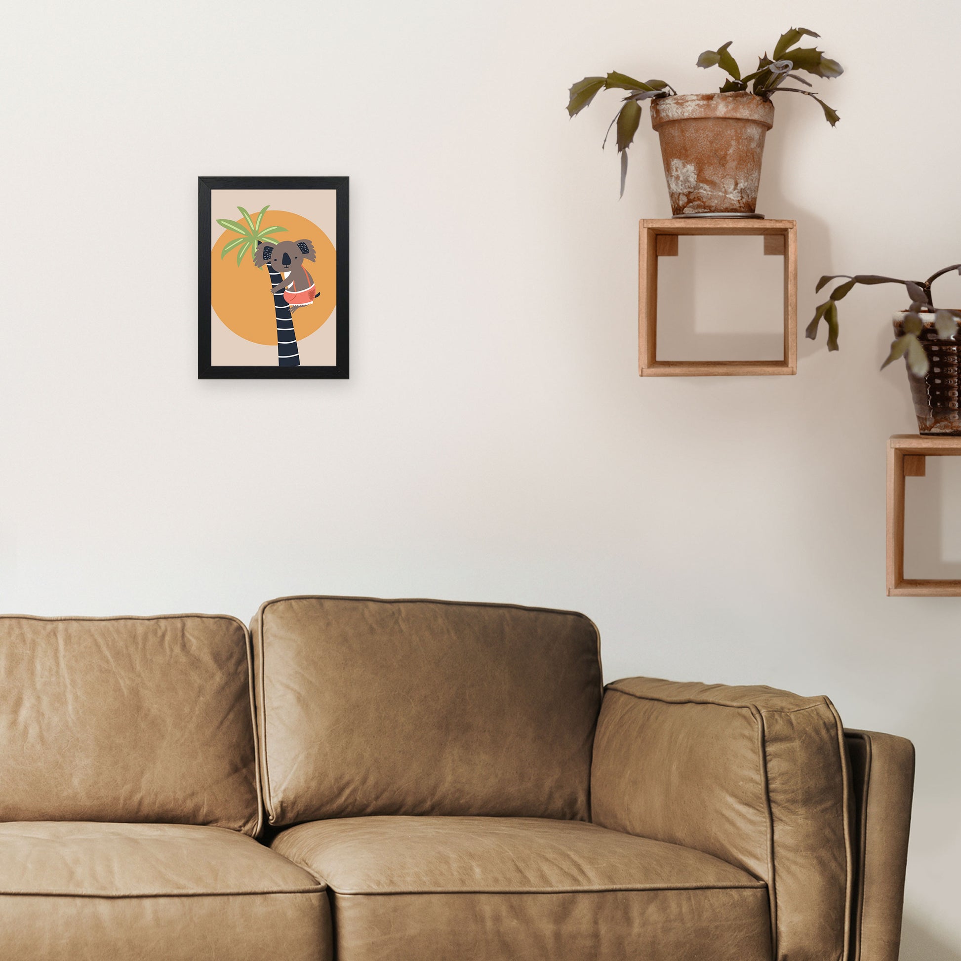 Koala in tree Neutral kids Art Print by Pixy Paper A4 White Frame