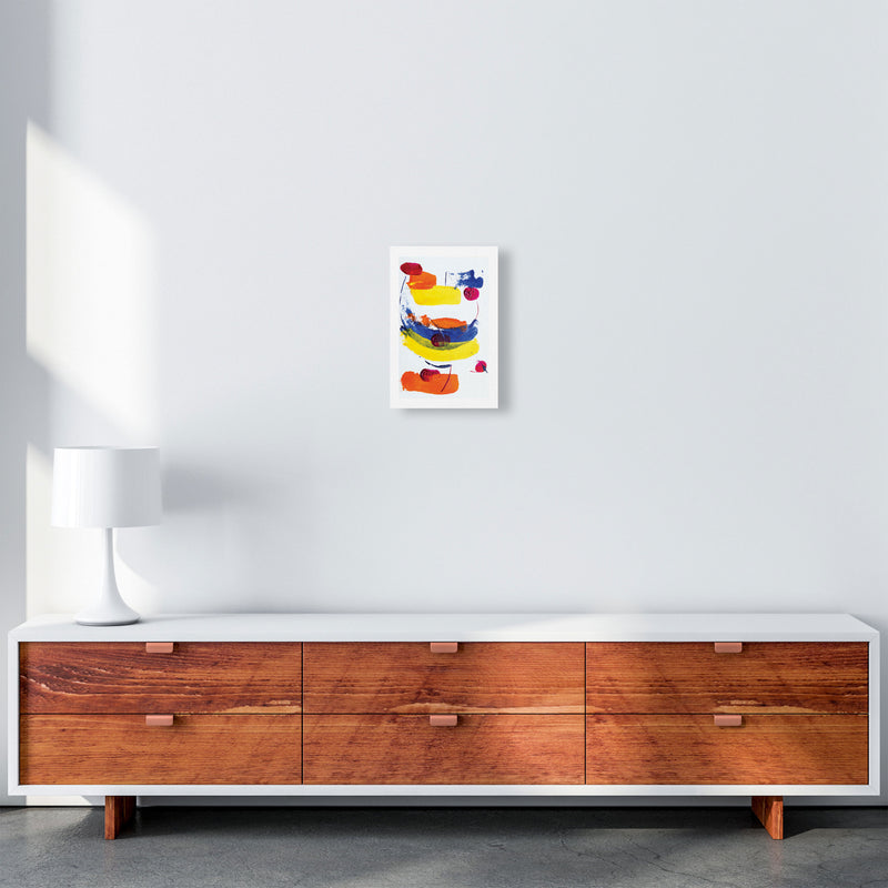 Bright Yellow, Blue and Red Abstract Paint Strokes Modern Print A4 Canvas