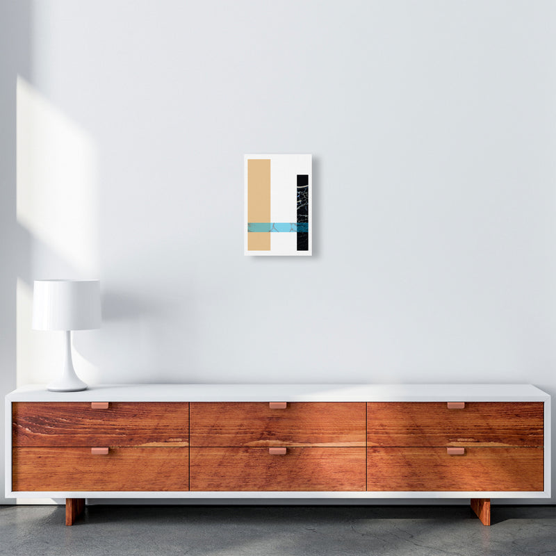Blue Sand Abstract Rectangles Modern Print A4 Canvas