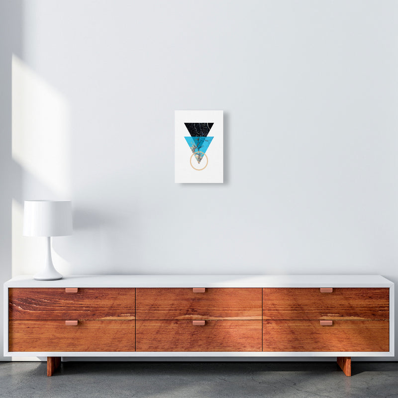 Blue Sand Abstract Triangles Modern Print A4 Canvas