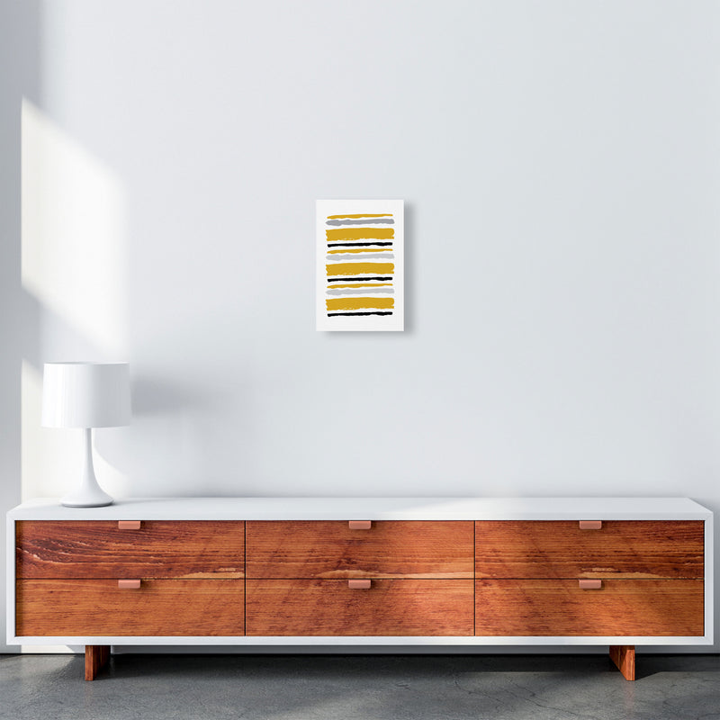 Mustard Contrast Abstract Stripes Modern Print A4 Canvas