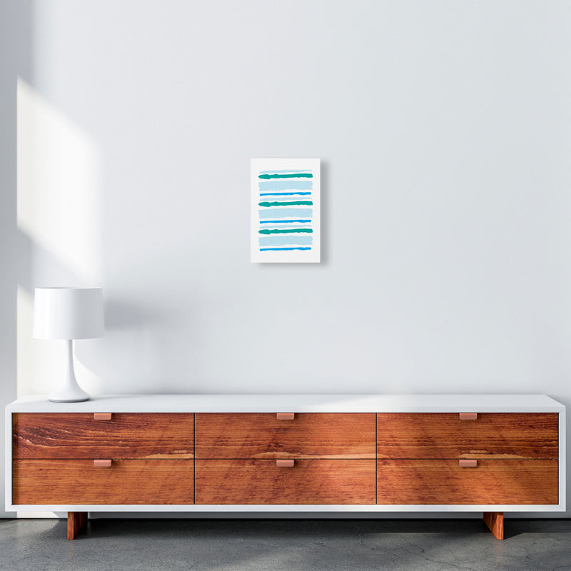 Blue Contrast Abstract Stripes Modern Print A4 Canvas