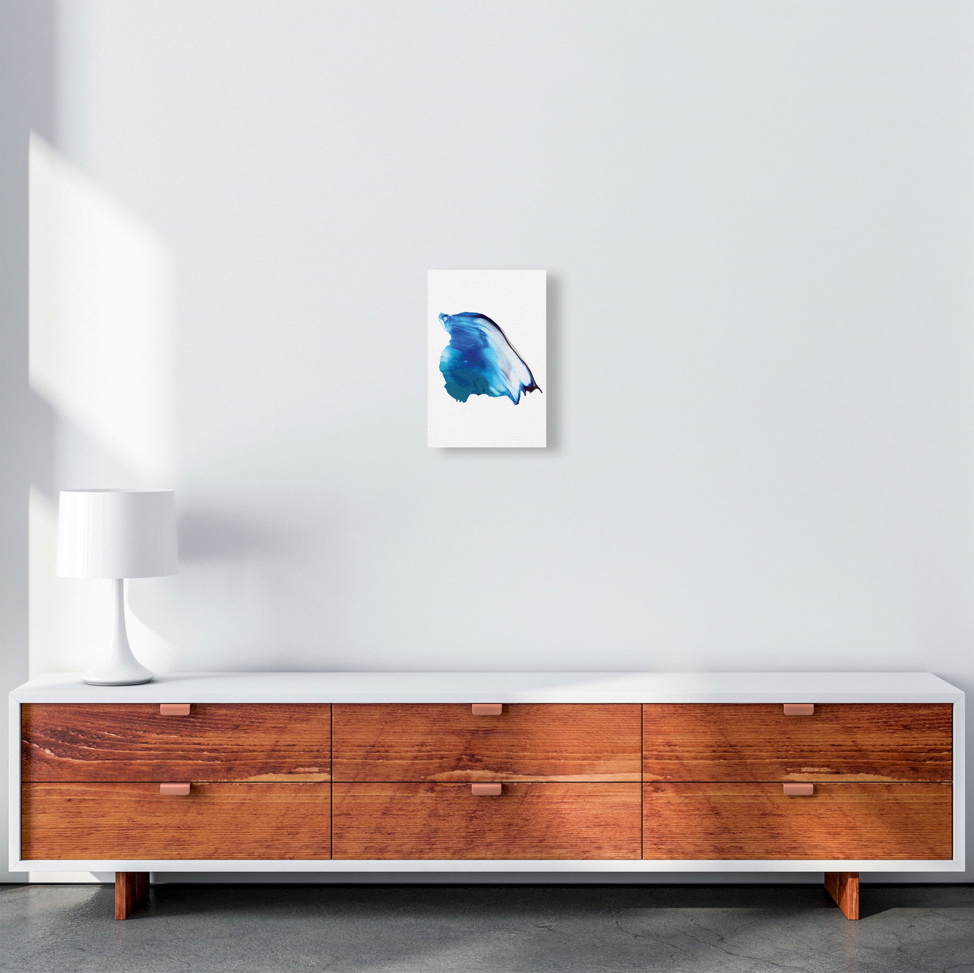 Blue Abstract Paint Stroke Modern Print A4 Canvas