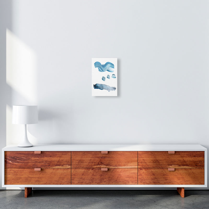 Light Blue Abstract Paint Strokes Modern Print A4 Canvas
