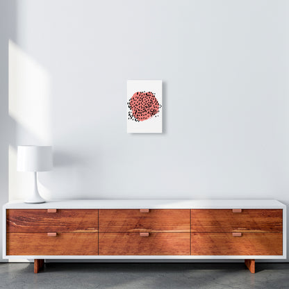 Coral Blob With Black Polka Dots Abstract Modern Print A4 Canvas