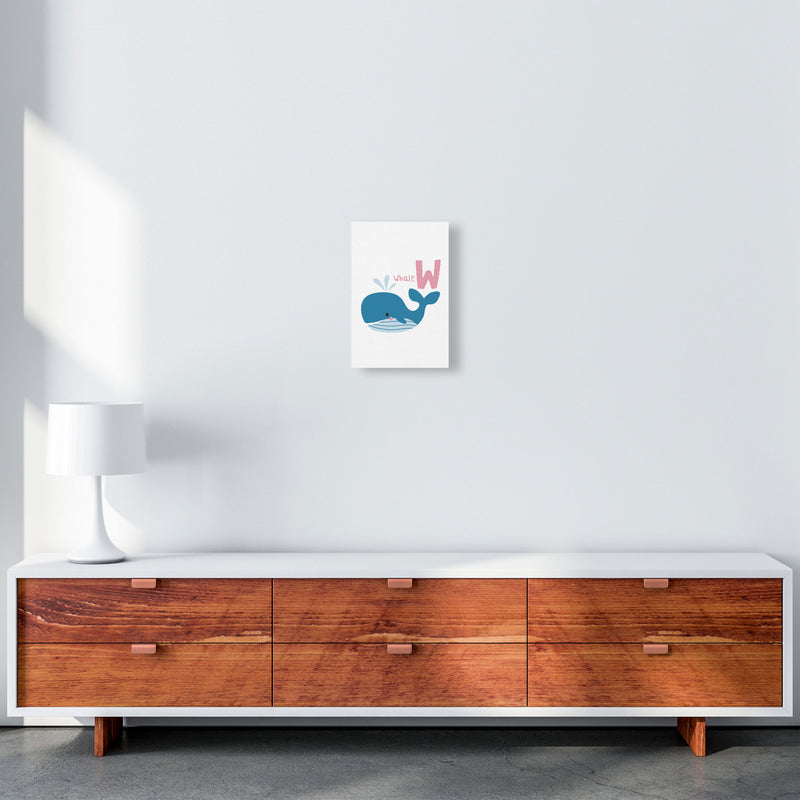 Alphabet Animals, W Is For Whale Framed Nursey Wall Art Print A4 Canvas