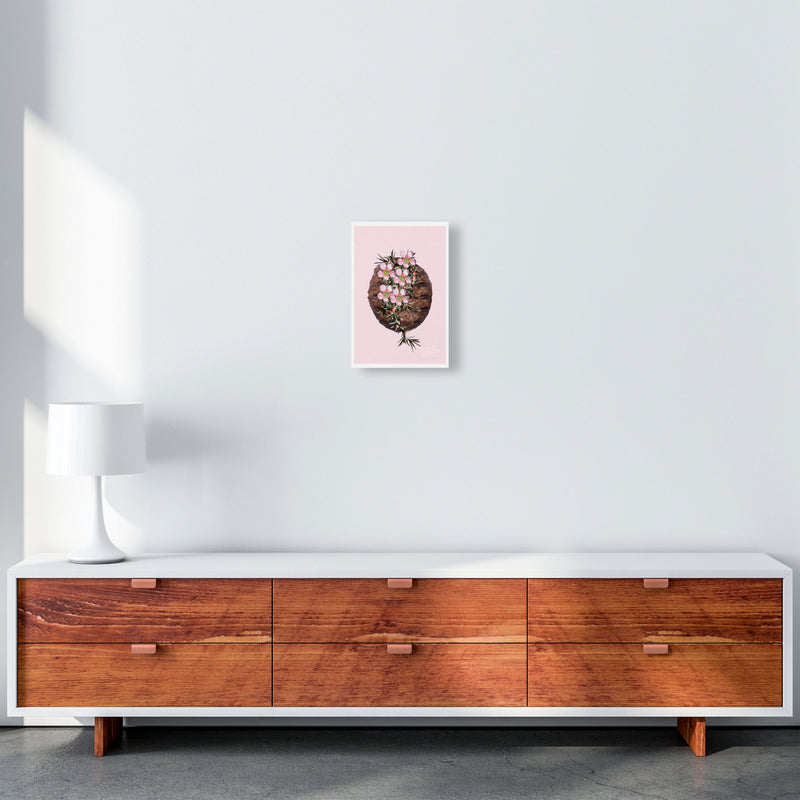 Pink Burger Floral Food Print, Framed Kitchen Wall Art A4 Canvas