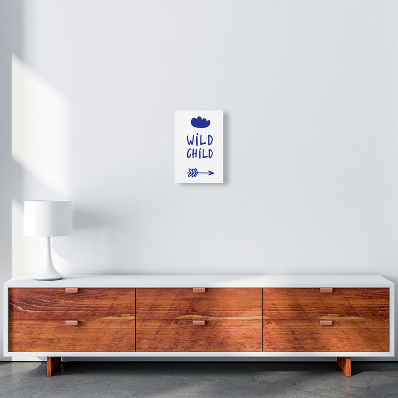 Wild Child Navy Framed Nursey Wall Art Print A4 Canvas