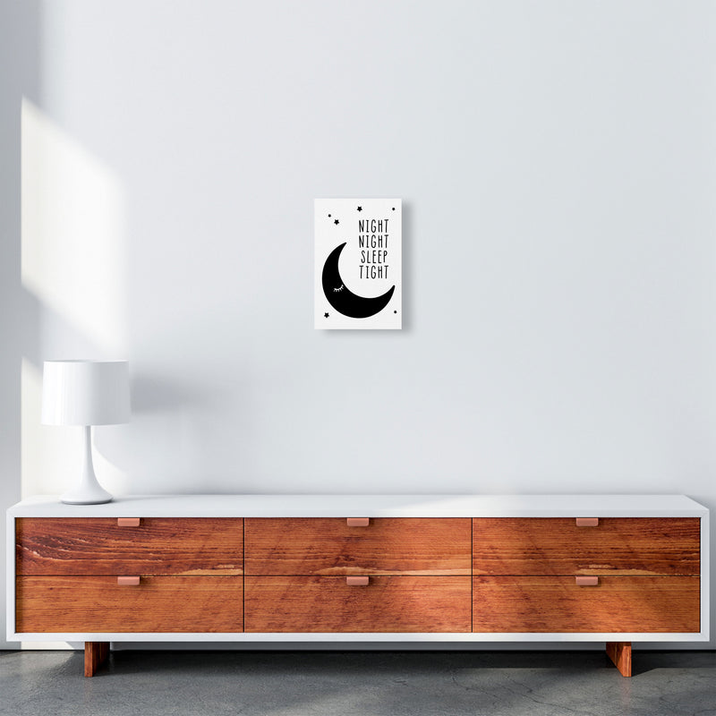 Night Night Moon Black Framed Nursey Wall Art Print A4 Canvas