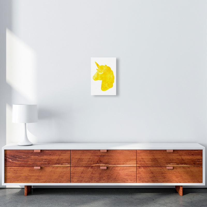 Unicorn Yellow Silhouette Watercolour Modern Print A4 Canvas