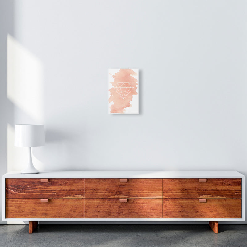 Geo Diamond Peach Watercolour Modern Print A4 Canvas