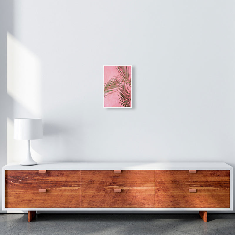 Pink Palm Leaves Modern Print, Framed Botanical & Nature Art Print A4 Canvas