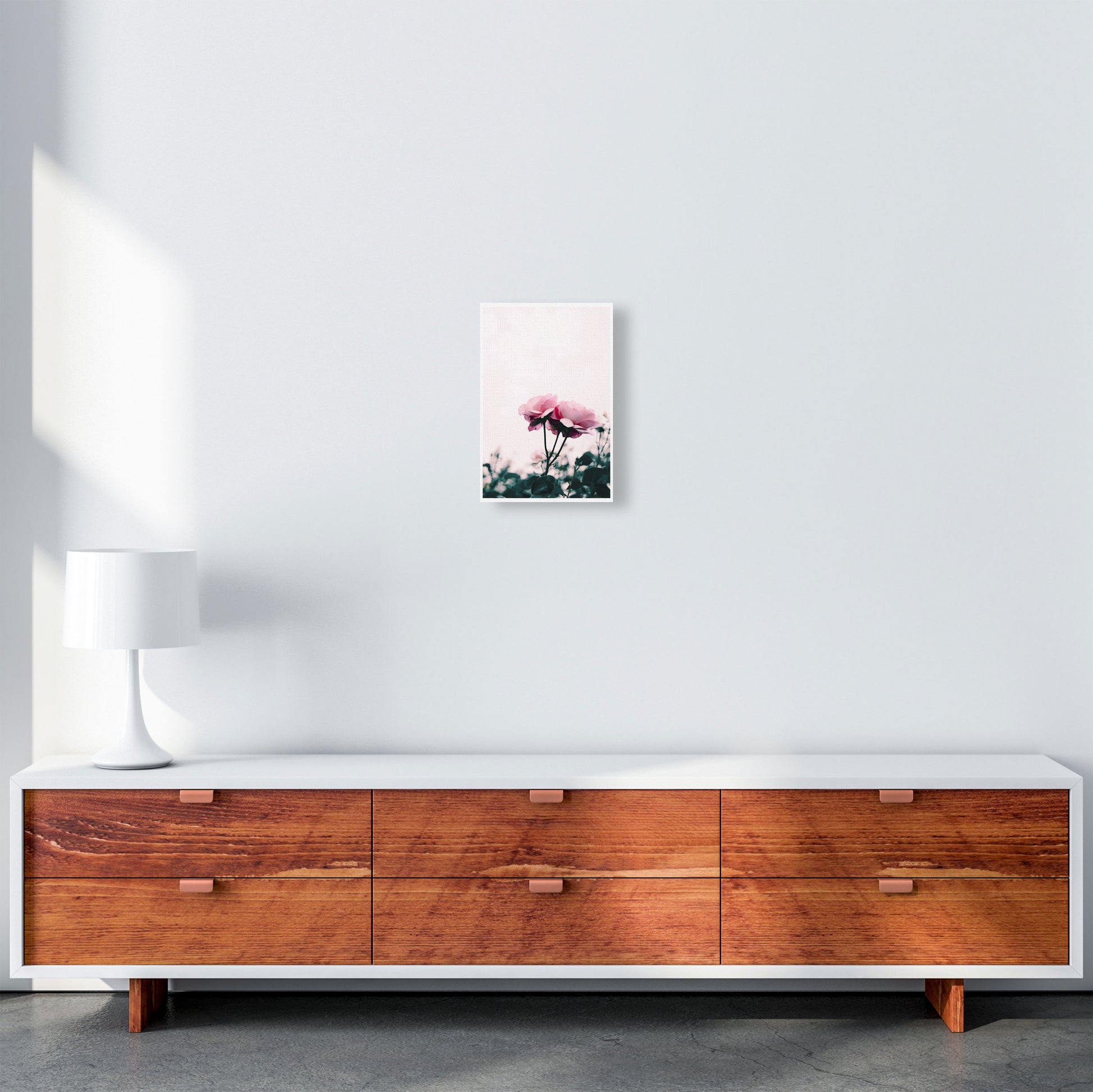 Pink Rose Modern Print, Framed Botanical & Nature Art Print A4 Canvas