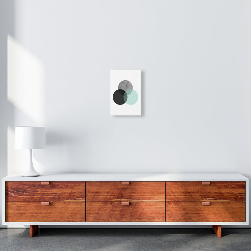 Geometric Mint And Black Circles  Art Print by Pixy Paper A4 Canvas