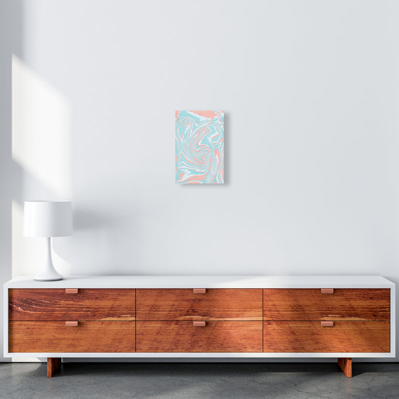 Liquid Mix Turquoise And Salmon  Art Print by Pixy Paper A4 Canvas